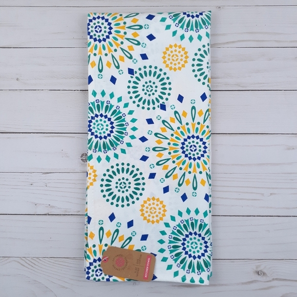 Other - Kitchen Tea Towel Medallions Green Blue Yellow 20x30